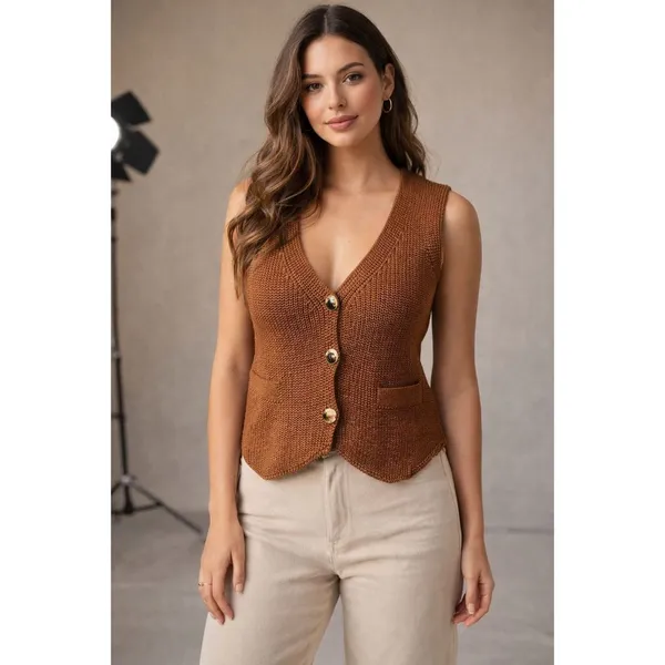 Colete Tricot Modal Alfaiataria Texturizado