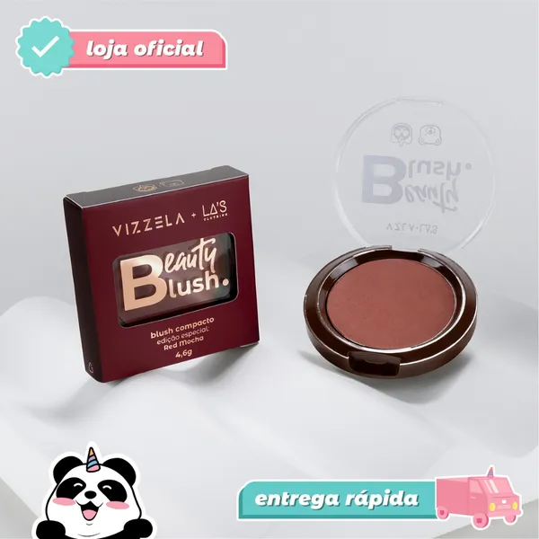 Blush Compacto Beauty Red Mocha Alta Pìgmentação Vizzela + La's Clothing Vegano