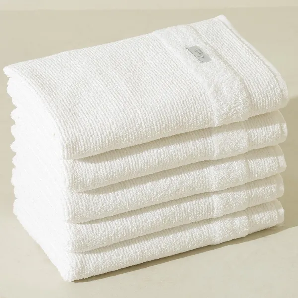 Kit 5 Toalha de Rosto Branca Grossa Grande 46x80 cm 100% Algodão Felpuda M. Tereza Hotel Pousada Spa