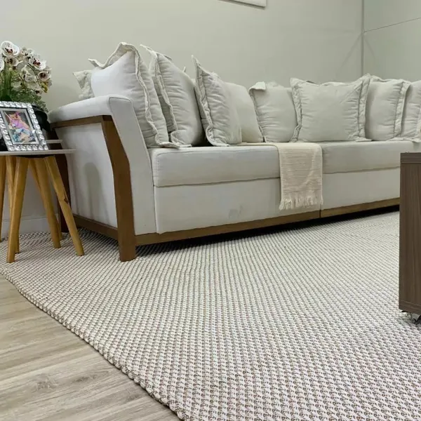 Tapete De Sala Grande 100% Algodão Confortável e Prático! Lavável à Máquina