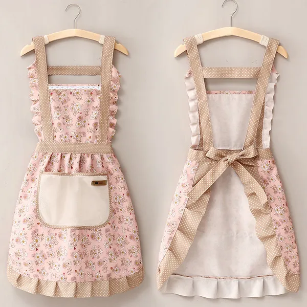 Avental De Princesa Em Renda Floral Com Um Bolso Para Toalhas De Mão À Prova D'água E Resistente Ao Oleo ANJIN