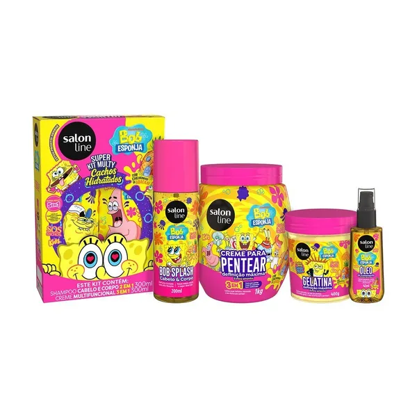 Kit Completo SOS Cachos Kids Bob Esponja Abacaxi