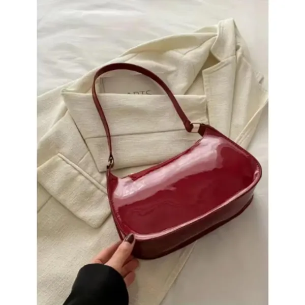 Bolsa Feminina Elegancy Meia Lua Baguete Verniz Luxo de Ombro Tote BJ