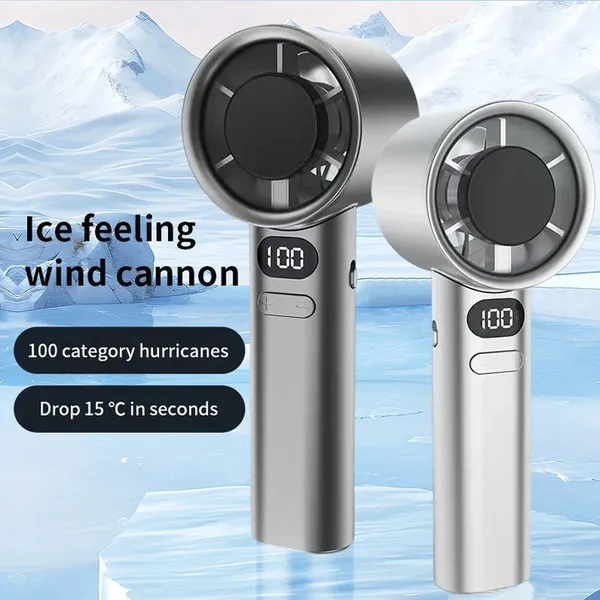 Ventilador Portátil Turbofan Recarregável USB com Display Digital e 120 Velocidades