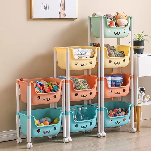 HAOSIN Organizador Prateleira Caixa Cesta brinquedos Infantis Quarto Do Bebê 3 Camadas cabe bastante Pode Conter Muitos