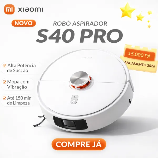 Robô Aspirador Robot Vacuum S40 Pro Bi-Volt - Branco Limpeza Completa Aspira Varre Passa Pano