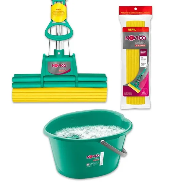 Kit Mop Sekito com Refil Extra e Balde 10L Noviça Bettanin