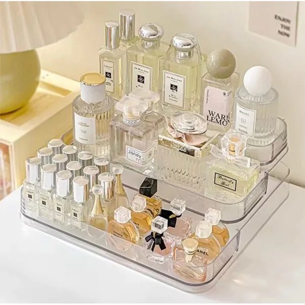 Expositor de Perfumes e Cosméticos 3 Andares – Organizador Multiuso em Acrílico Diamante para Maquiagem