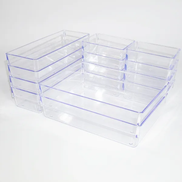 Kit Organizadores Acrílico Cristal Modular Para Geladeiras ​Gavetas e Maquiagens