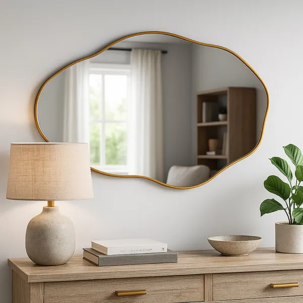 Espelho Orgânico Pedra 60x40cm Decorativo Moderno Para Sala Quarto Banheiro