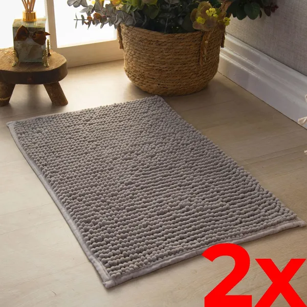Kit 2 Tapetes De Banheiro Bolinha Popcorn Antiderrapante Chenille  Macio Lavável