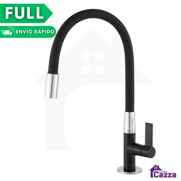 Torneira Gourmet Cozinha Preta Bancada Mesa Pia Cano Flexível 1/4 de volta Black Torneira ABS
