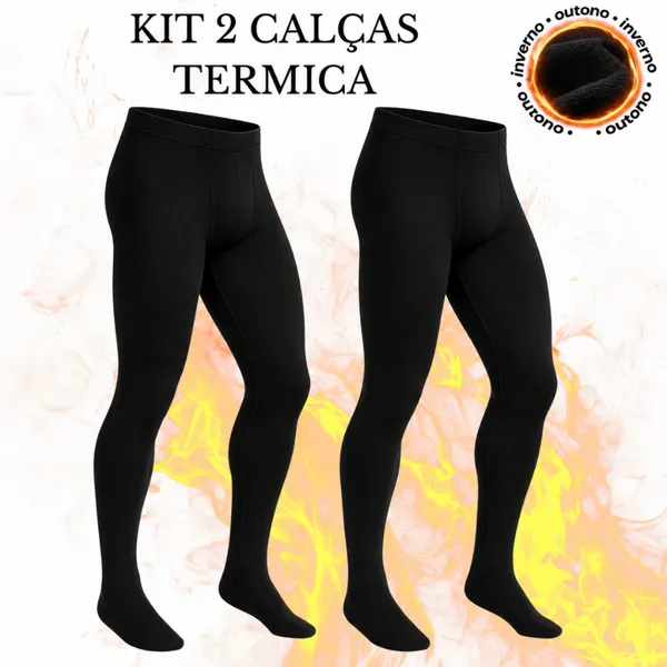 Kit 2 Calças Térmicas Masculinas Flaneladas Segunda Pele Inverno Frio Intenso Roupa Térmica Proteção Contra Frio Moto