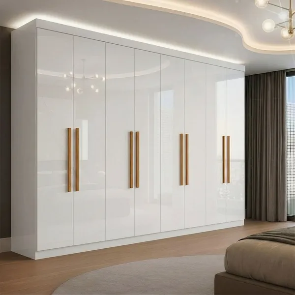 Guarda Roupa Casal 8 Portas 4 Gavetas Paris Espresso Móveis Branco Branco