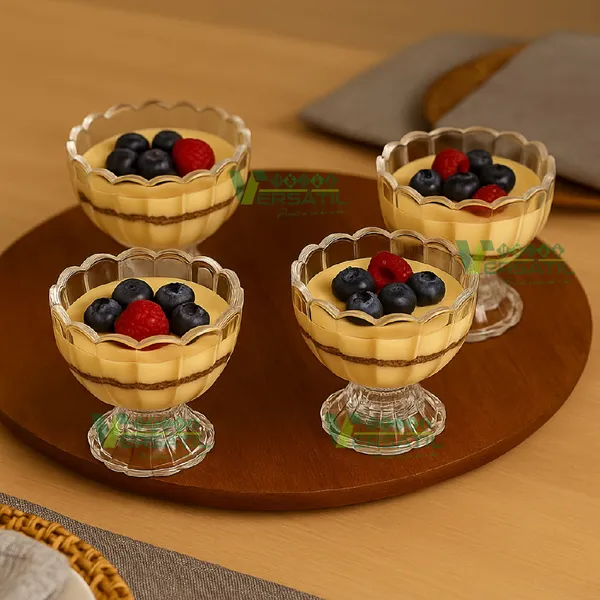 Jogo 6 Peças Wolff Sobremesa 6 Bowls 125ml Mesa Posta Requintada Transparente Luxo Geneva Taças Diamante