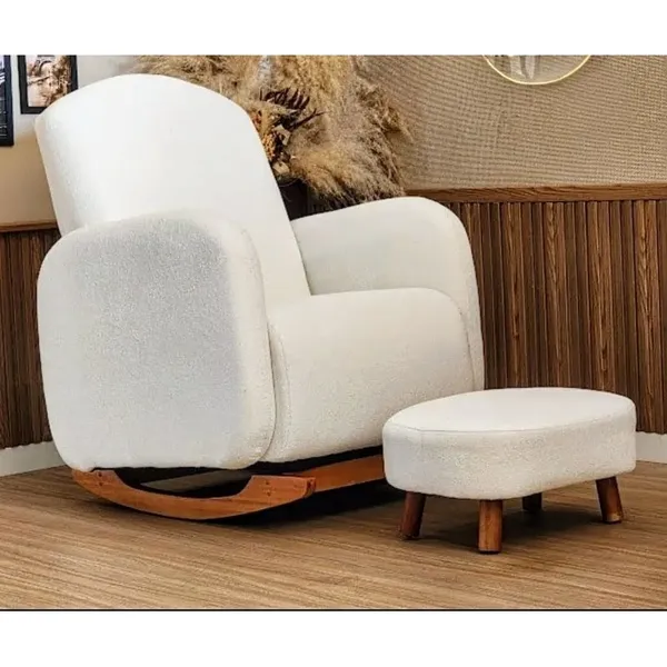 Poltrona de Amamentação Curva Balanço Boucle com Puff