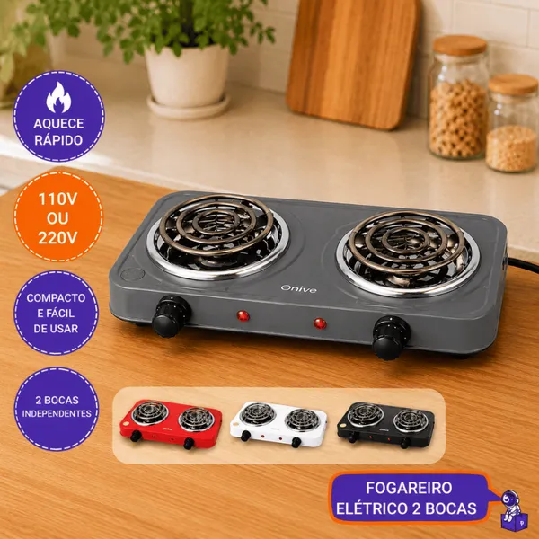Fogão Elétrico Portátil 1 a 2 Bocas Por Indução Aquecimento Rápido 110v e 220v