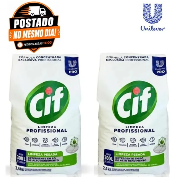 02 CIF PÓ LIMPEZA PESADA 2,4 KG, SABÃO EM PÓ CIF