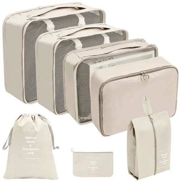 Kit 7 Peças Bolsas Organizadoras para Mala, Roupas e Bagagem de Viagem