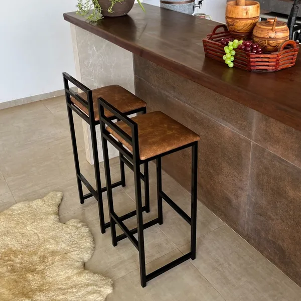 Kit 2 Banqueta Alta/Baixa Quadrada Estilo Industrial Banco Casa Balcão Cozinha Mesa Promoção