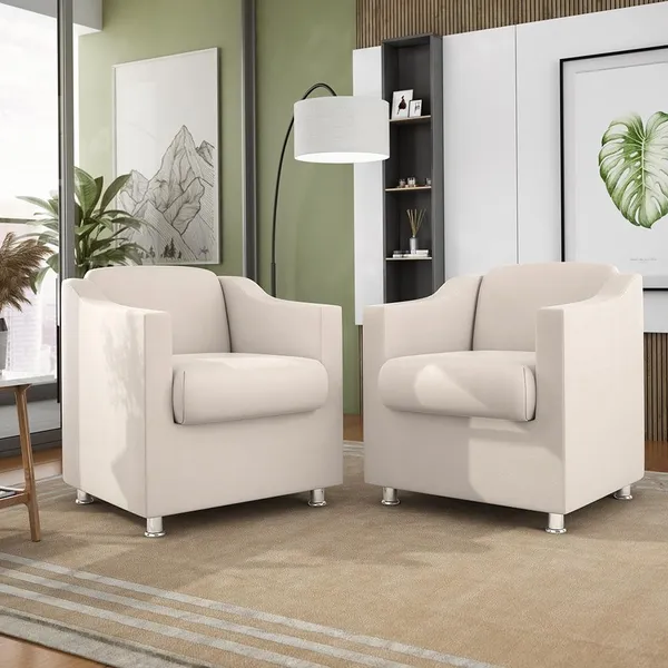 Kit 02 Poltronas Recepção Consultório Suede – Balaqui Decor