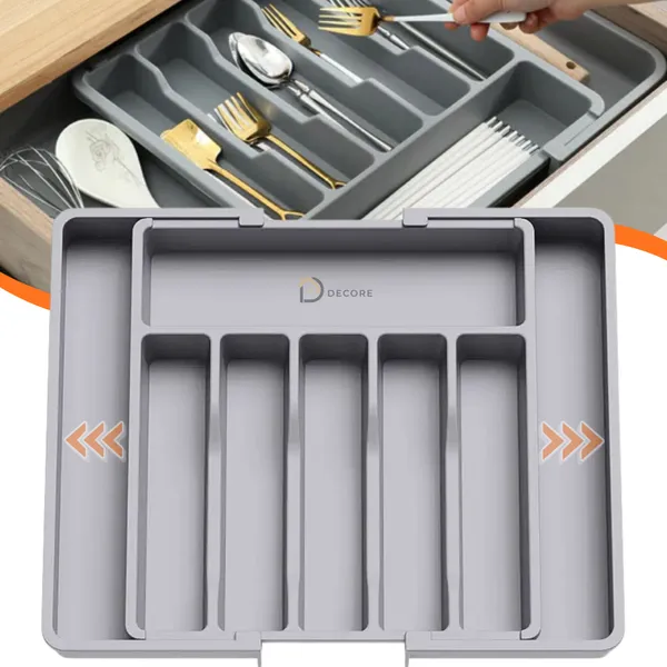 Organizador de Gaveta Porta Talheres Extensível Separador Gaveteiro Ajustável Para Cozinha Com Extensor