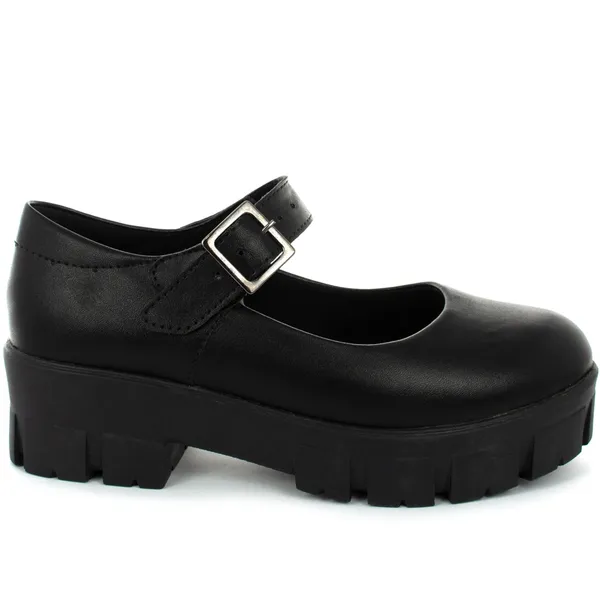 Sapato Feminino Mary Jane Tratorado com Fivela