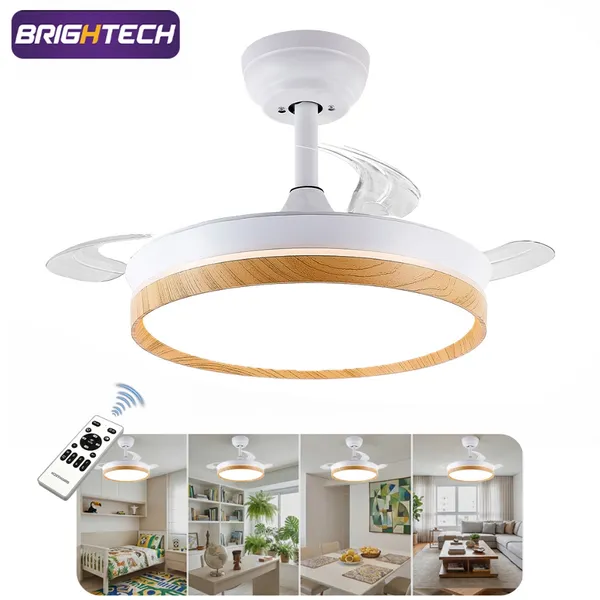 Brightech 92cm Ventilador De Teto Silencioso Retrátil LED Controle Turbo Bivolt 127/220V Até 20m²