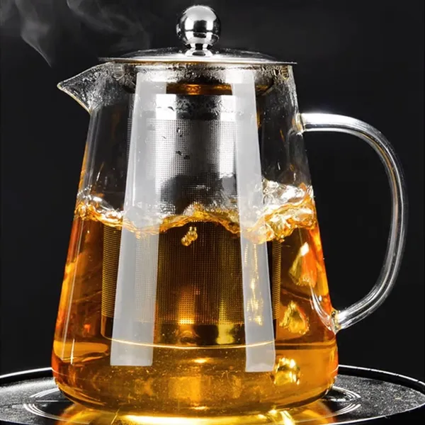 Chaleira de Vidro C/ Infusor 750ml Pode ir ao Fogo Redondo e Quadrado