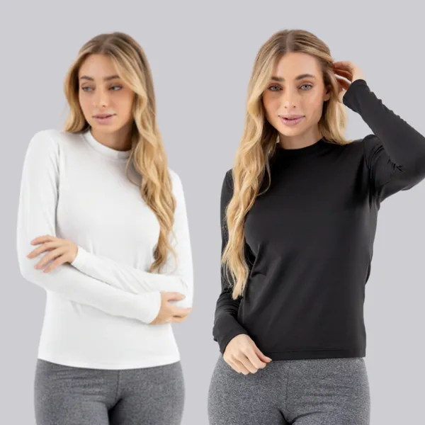 KIT 2 Blusa Térmica Peluciada Feminina Segunda Pele Inverno Frio Quentinha Básica Confortável