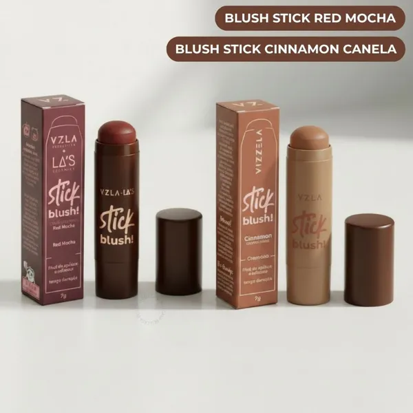 Blush Stick 3 em 1 Red Mocha E Cinnamon Canela Vizzela Lançamento Original