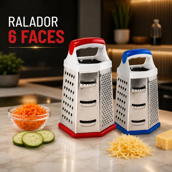 Ralador 6 Faces Multiuso Cozinha Legumes Queijo Verdura Base Silicone