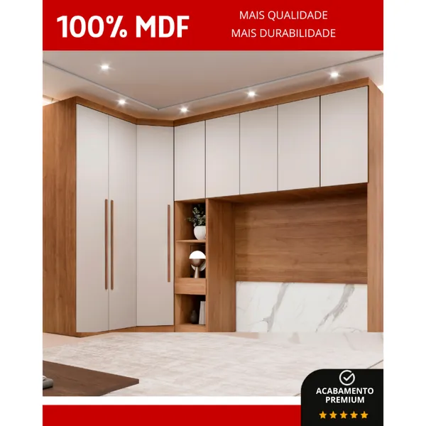 Guarda Roupa Casal Modulado MDF 8 Portas e 4 Gavetas Safira 008 Una Mobília Amplo Espaço