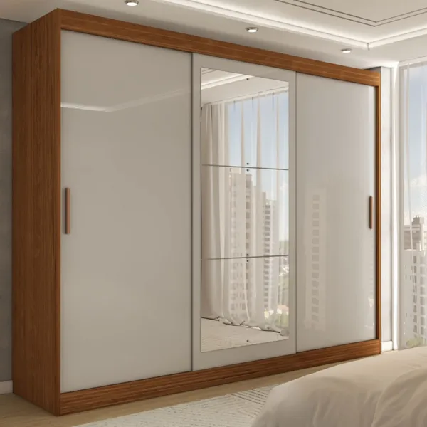 Guarda-Roupa Casal Harvard ​3 Portas 2 Gavetas com Espelho 100% Mdf - Panorama Móveis