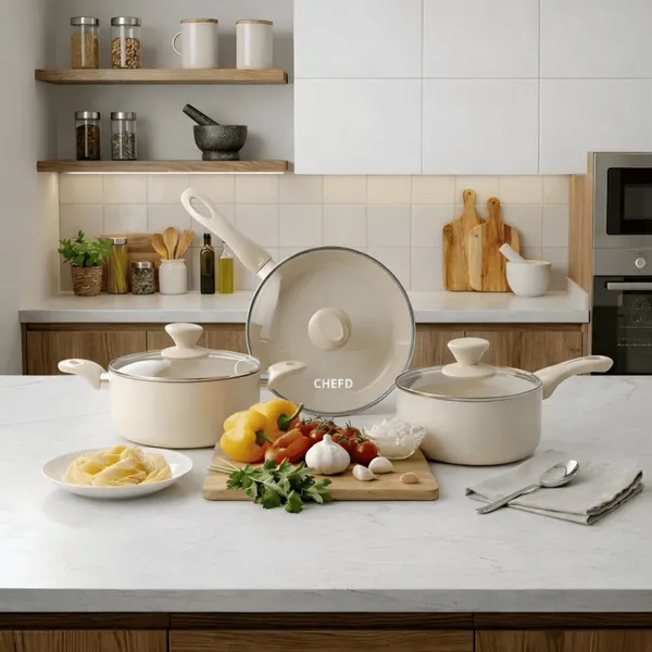 Conjunto de Panelas Cerâmicas 3 Peças: Revestimento Antiaderente e Alças Confortáveis CHEF D