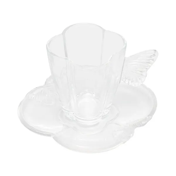 Jogo de 4 Xícaras 80ml para Café com Pires de Vidro Butterfly Wolff