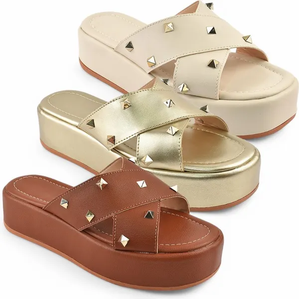 Chinelo Flat Feminino Plataforma com Spike