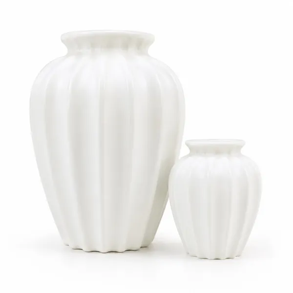Vaso Decorativo Branco Canelado para Sala e Quarto