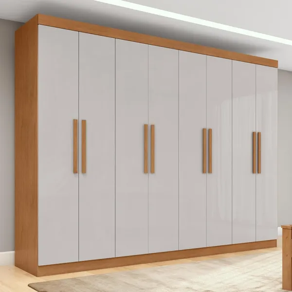 Guarda-roupa Casal Easy Slim 8 Portas Amendoa Clean/Off White