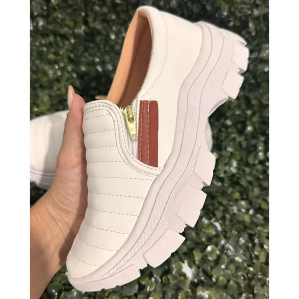 Tênis Feminino Sapatênis Sapatilha  Casual Slip On Com Zíper Confortável Envio Imediato