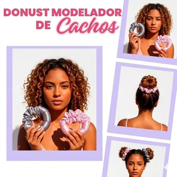 ✨Donuts Modelador de Cachos de Cetim! + Xuxinha de Brinde adicional - Envio imediato✨