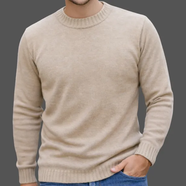 Suéter Masculino Tricô Liso Básico Gola Careca Inverno Confortável Casual