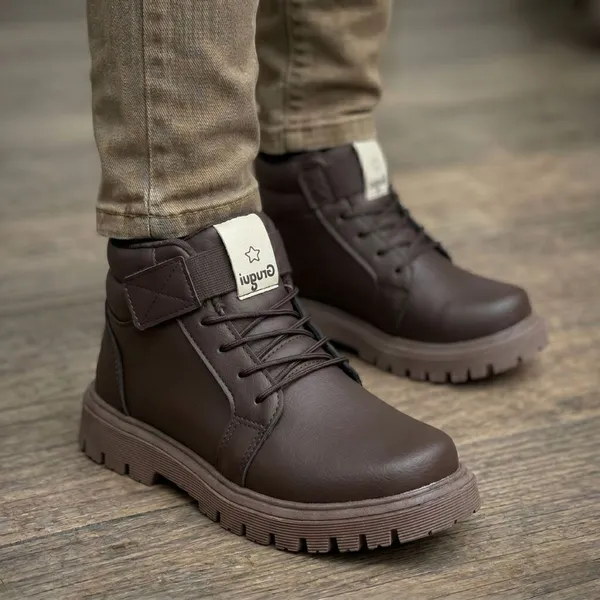 Coturno Masculino Infantil Cano Médio Conforto Grugui Aventura Zíper