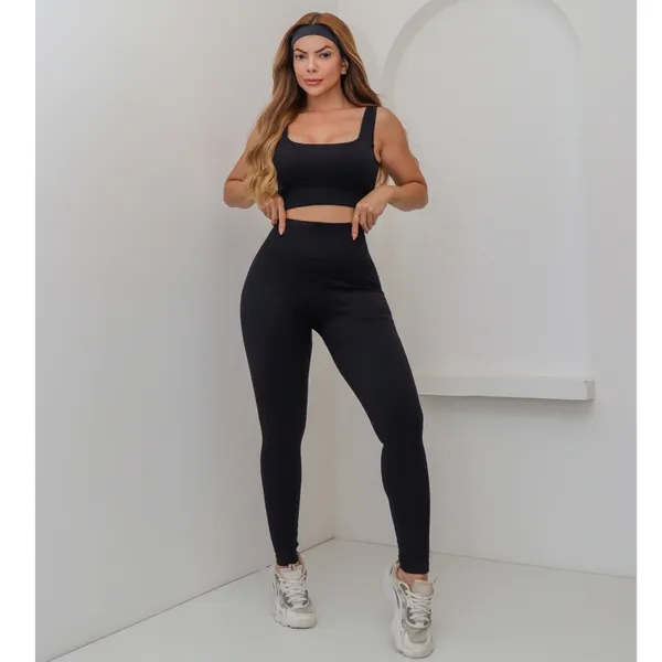 Conjunto Feminino Academia Canelado Poliamida Grossa Esportivo Fitness 3RD SD1415
