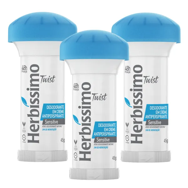 Kit Desodorante Twist Antitranspirante Sensitive Herbissimo 45G (3 unidades)