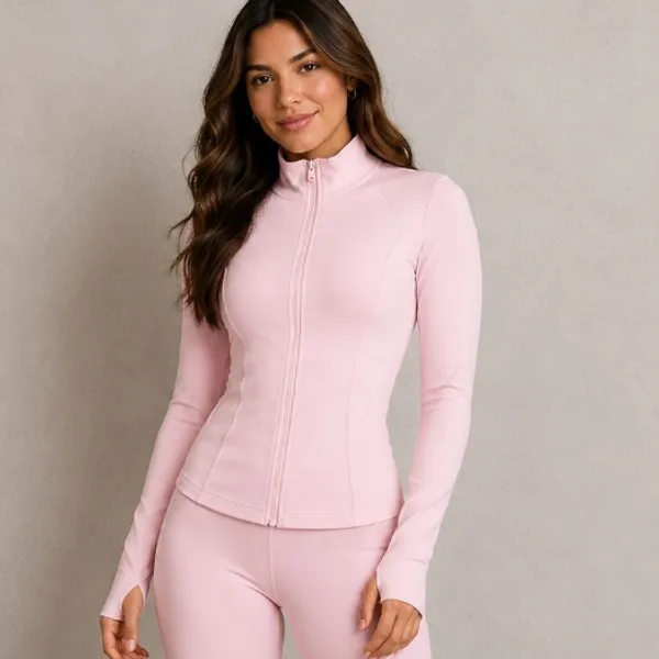 Casaco Feminino Blusa Esportiva  Corrida, Academia Jaqueta  Dia a Dia Caminhada  Gola Alta Suplex Manga Longa Com Zíper