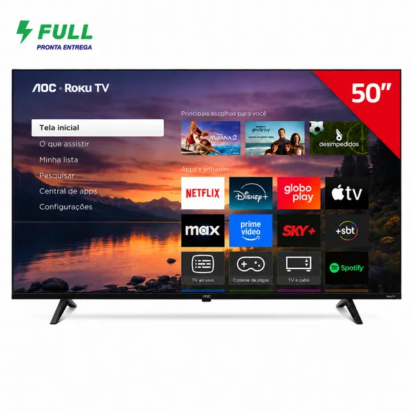 Smart TV AOC Roku TV 50” 4K UHD DLED Wi-Fi HDR 50U7045/78