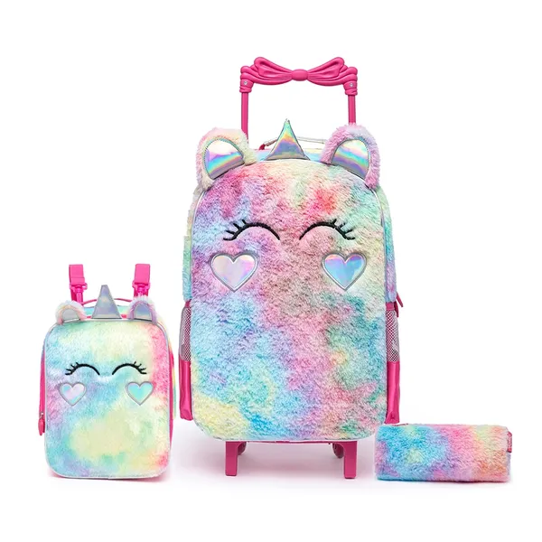 Kit Mochila Feminina Rodinhas Escolar Estojo Espaçosa