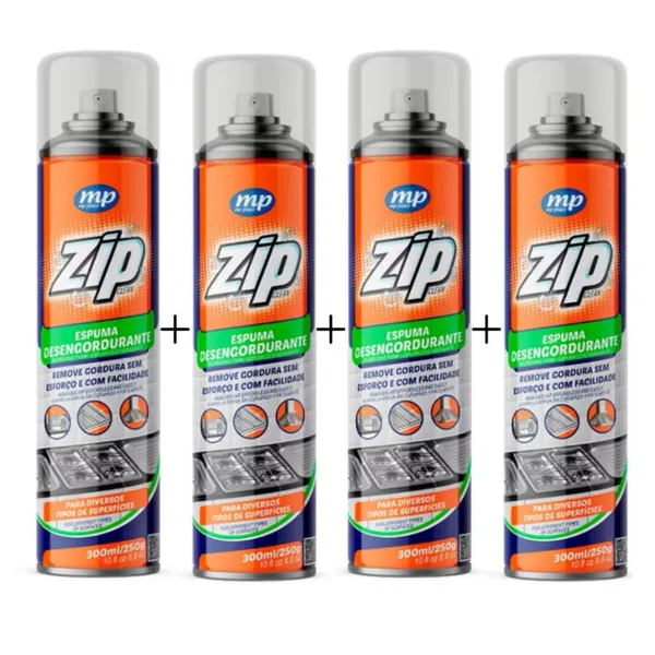 Espuma Desengordurante Spray Limpeza de Cozinha, Fogão  e Gordura Pesada Zip Clean 300ml