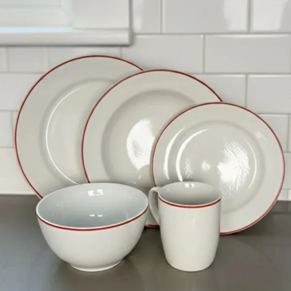 Jogo de Jantar 20 Peças Porcelana Schmidt Pratos Tigelas Canecas e Sobremesa